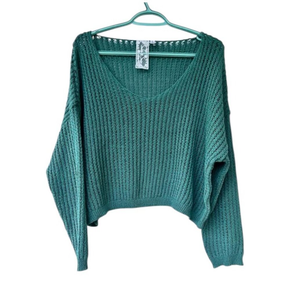 Sadie & Sage green knitted long sleeve sweater size M